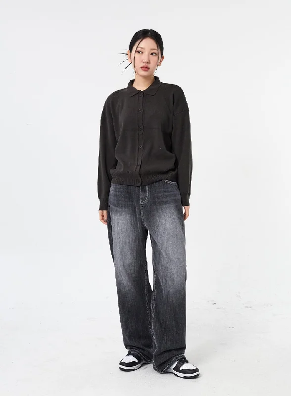 Wide Leg Black Jeans CM315