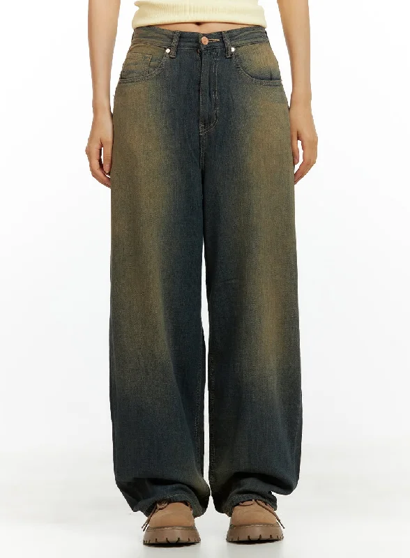 Vintage Washed Denim Baggy Pants CU420