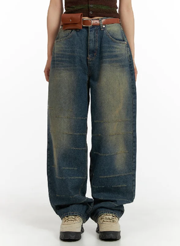 Scratch Textured Baggy Jeans CM405