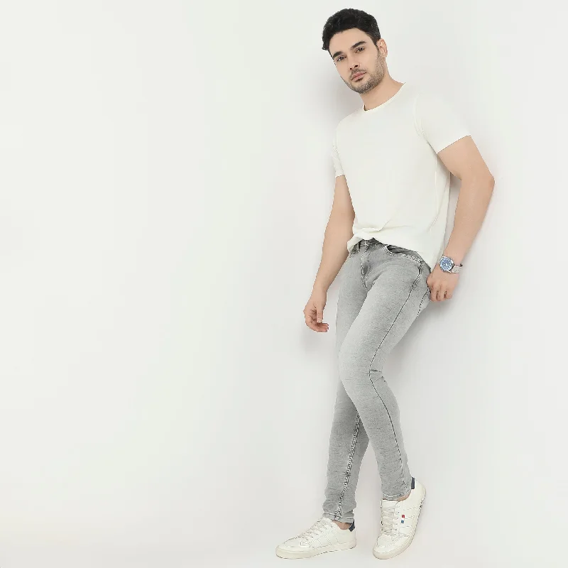 Skinny Fit Ice Washed Bleached Jeans