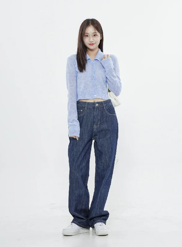 Semi Wide Denim Long Pants BS30