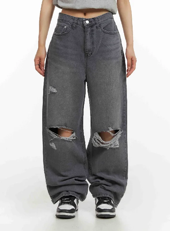 Destroyed Wide Fit Baggy Jeans CY407