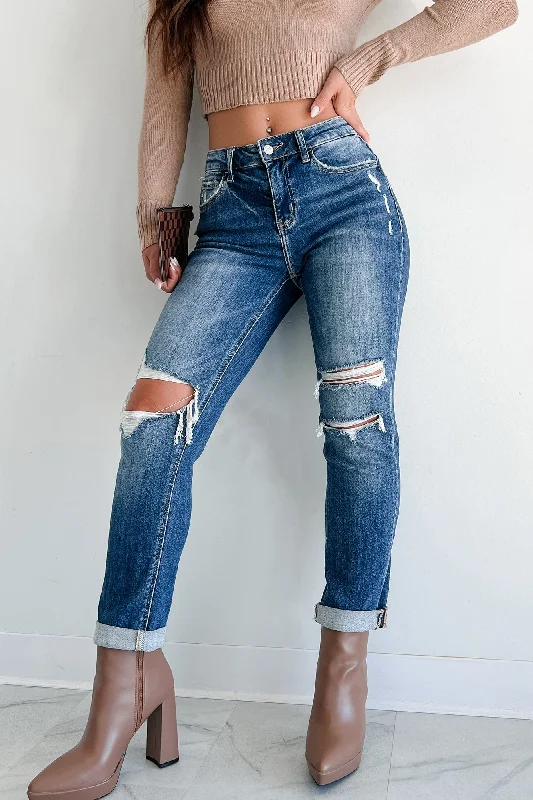 Brent Mid-Rise Distressed Flying Monkey Boyfriend Jeans (Medium)