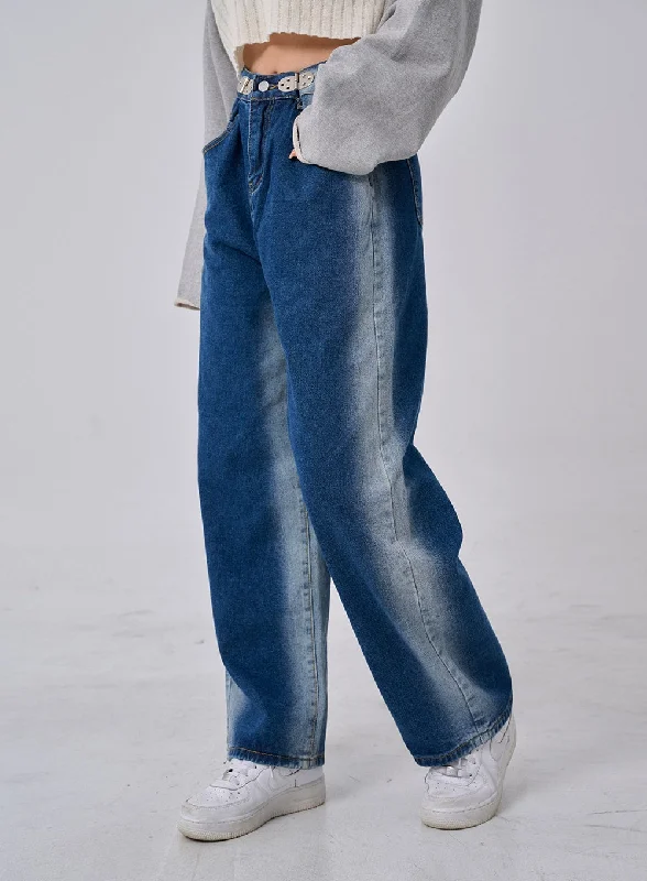 Two Tone Washing Maxi Denim Pants BO24