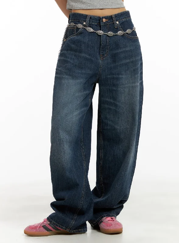 Washed Denim Baggy Jeans CA423