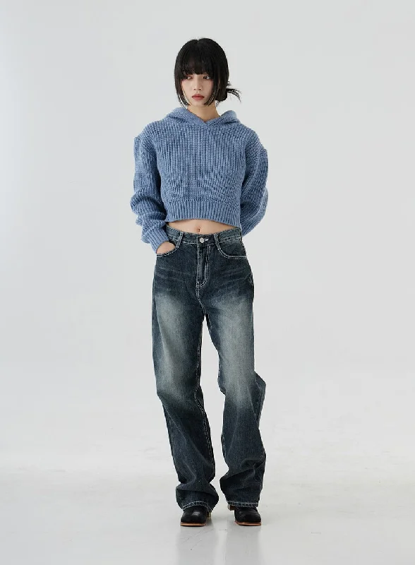 Faded Color Wide Long Denim Pants OO20