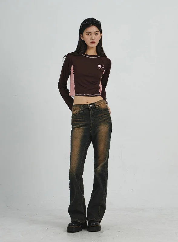 Vintage Washing Bootcut Jeans CD02