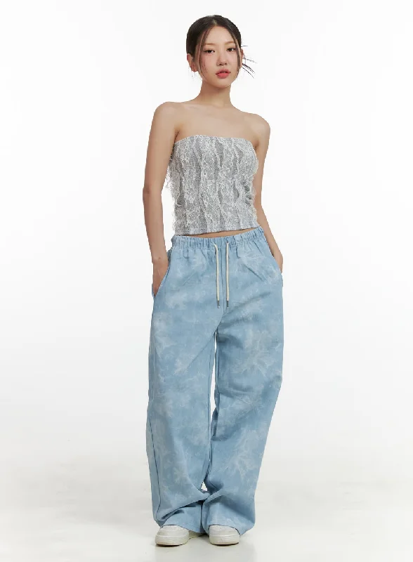 Dyed Banded Baggy Jeans OU403