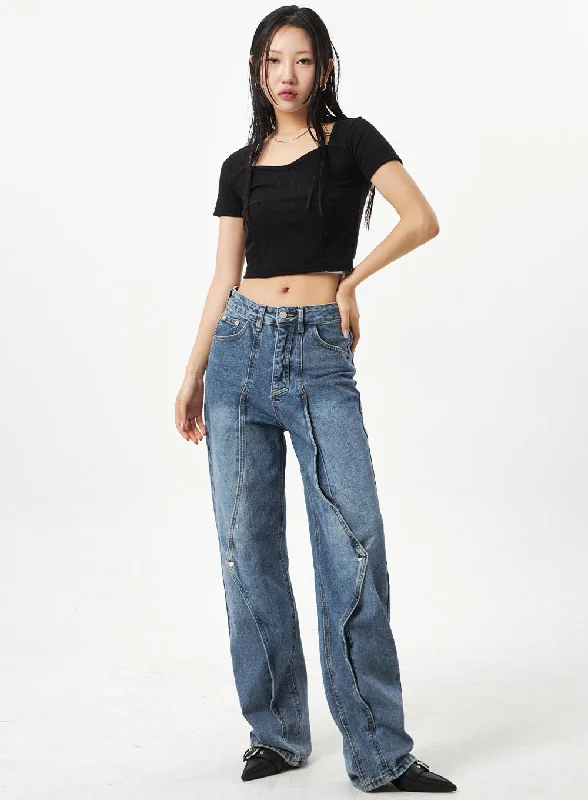 Wrapped Wide Leg Jeans CA320