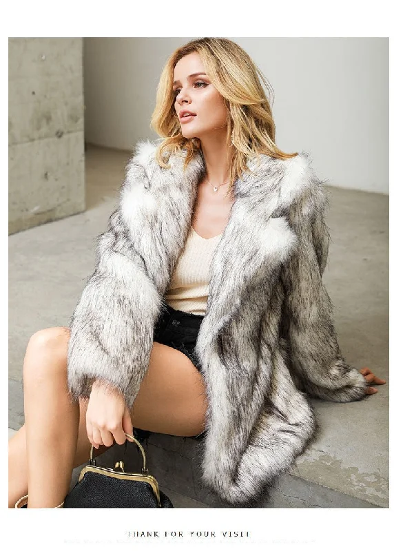 Medium-length suit jacket coat artificial fur imitation fur coat