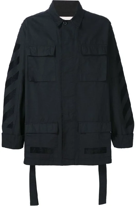 Off-White Striped Sleeve Field Jacket Black