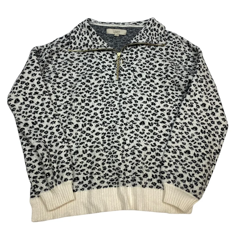 Sweater By Loft In Black & Cream, Size: M