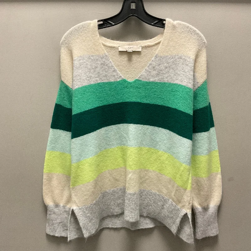 Sweater By Loft In Green & Tan, Size: S