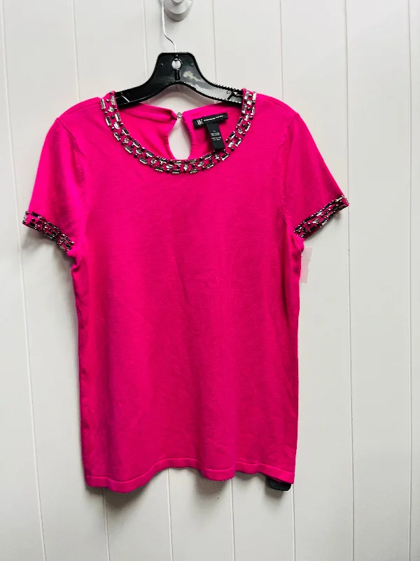 Sweater Short Sleeve By Inc In Pink, Size: L