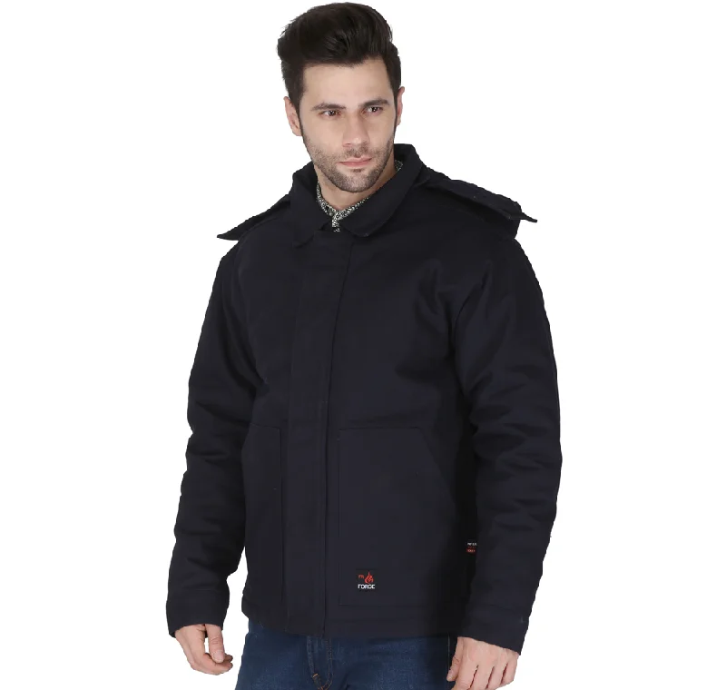 Men's Navy Forge FR Insulated Duck Jacket W/ Detachable Hood MFRIJDH