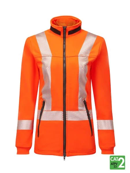 IFR Women's Orange FR Segmented Striped Fleece Full Zip Jacket OSO474