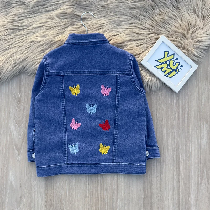 Flutter in Style: Girls' Bromo Butterfly Denim Jacket