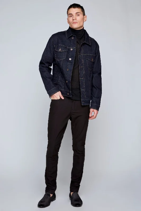 Slim Fit Classic Trucker Jean Jacket - Black