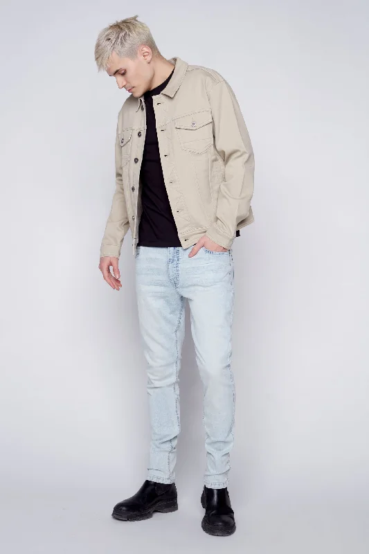 Slim Fit Classic Trucker Knit Jacket - Tan