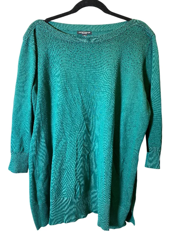 Top 3/4 Sleeve By Cable And Gauge In Green, Size: 3x