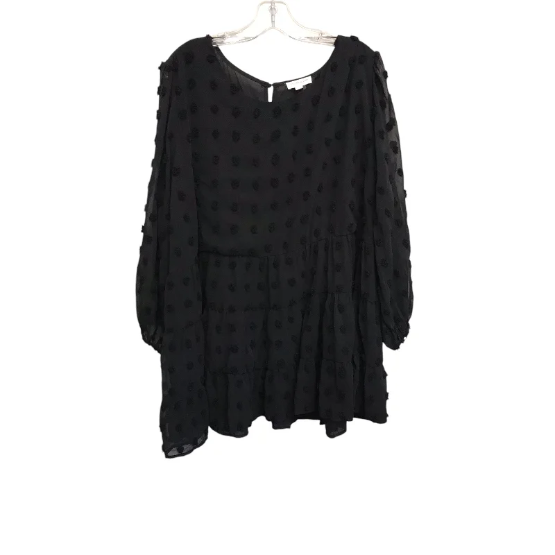 Top 3/4 Sleeve By Chicsoul In Black, Size:3X