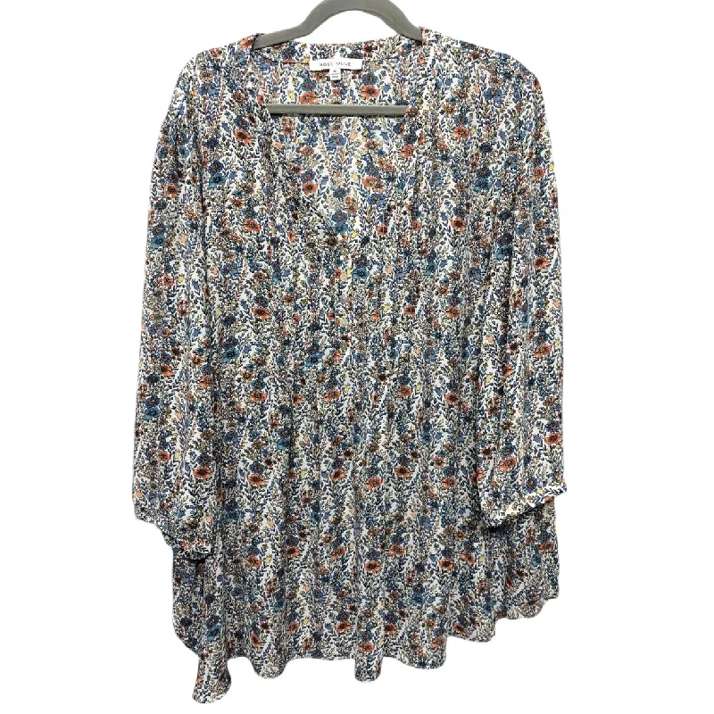 Top 3/4 Sleeve By Rose And Olive In Blue & Orange, Size:3X