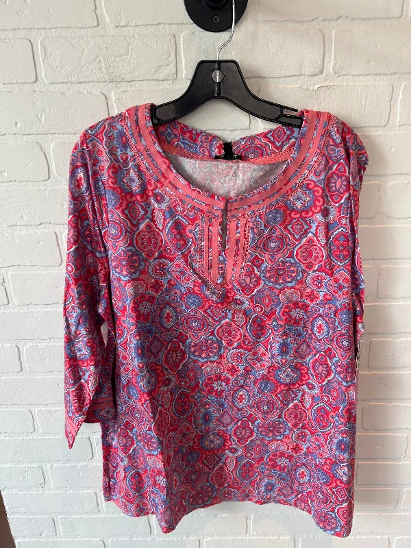 Top 3/4 Sleeve By Talbots In Pink & Purple, Size: Xl