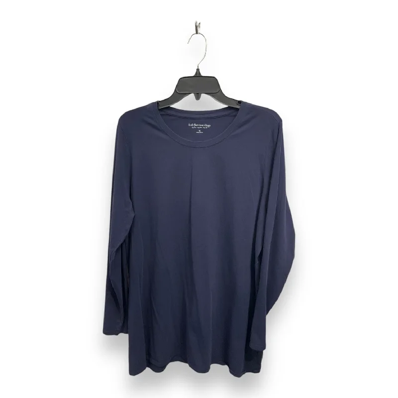 Top Long Sleeve Basic By Soft Surroundings In Blue, Size: 1x