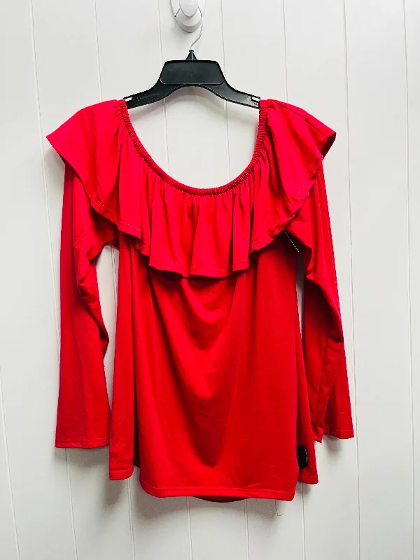 Top Long Sleeve By Acting Pro In Red, Size: 2x