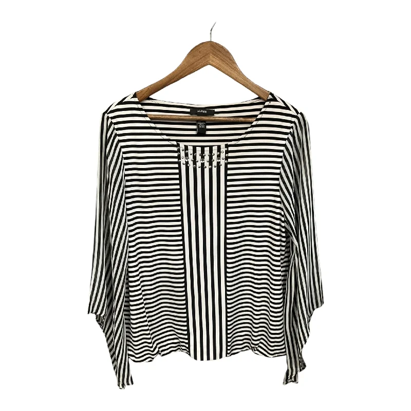 Top Long Sleeve By Alfani In Striped Pattern, Size: L