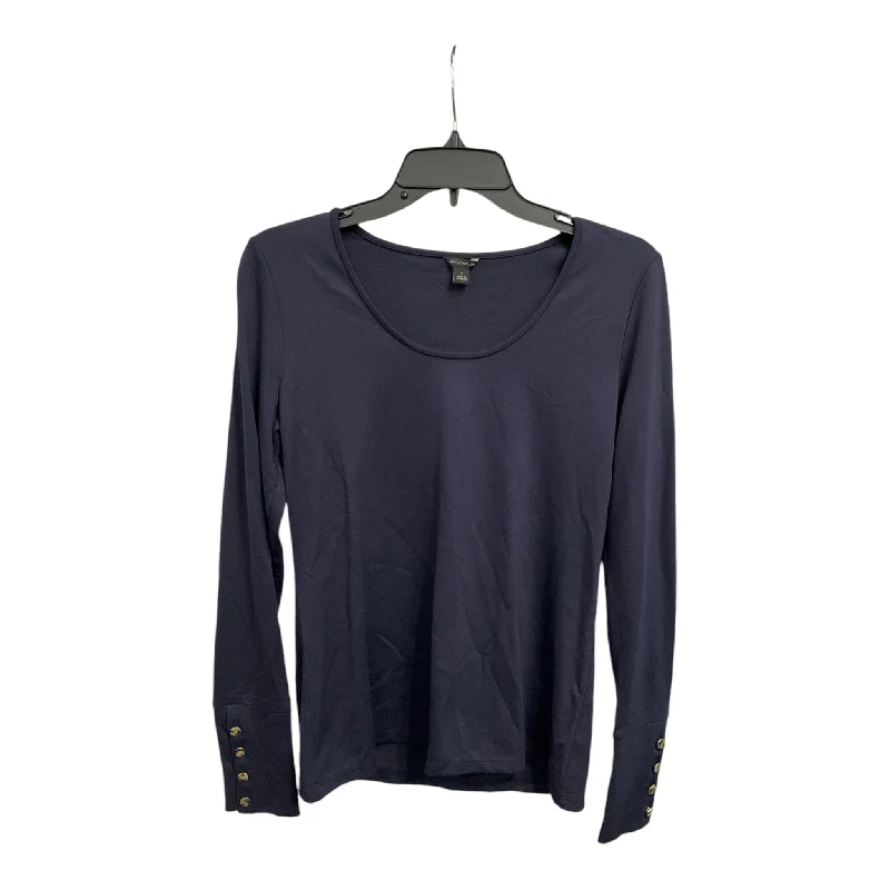 Top Long Sleeve By Ann Taylor In Navy, Size: S