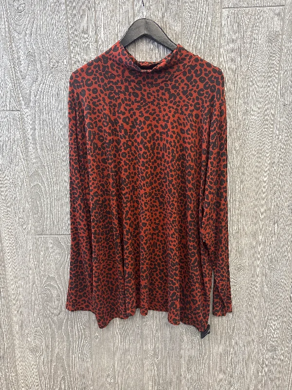 Top Long Sleeve By Ava & Viv In Animal Print, Size: 3x