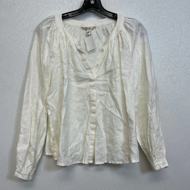 Top Long Sleeve By Banana Republic O In White, Size: Xxs