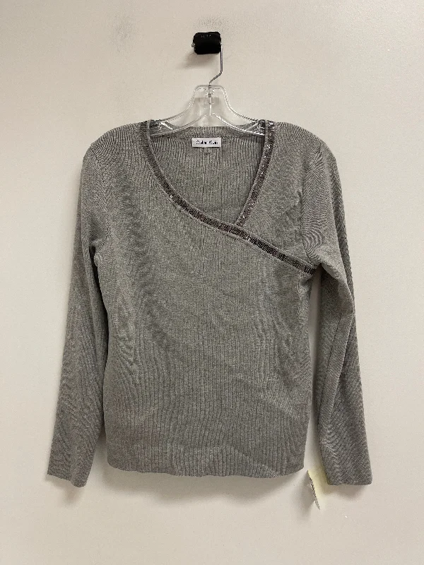 Top Long Sleeve By Calvin Klein In Grey, Size: S