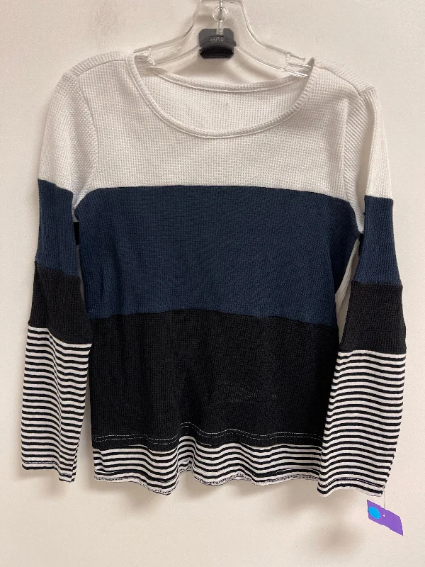 Top Long Sleeve By Clothes Mentor In Blue & White, Size: S