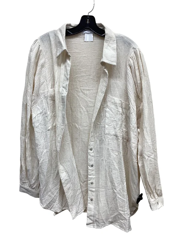 Top Long Sleeve By Clothes Mentor In Cream, Size: Xl