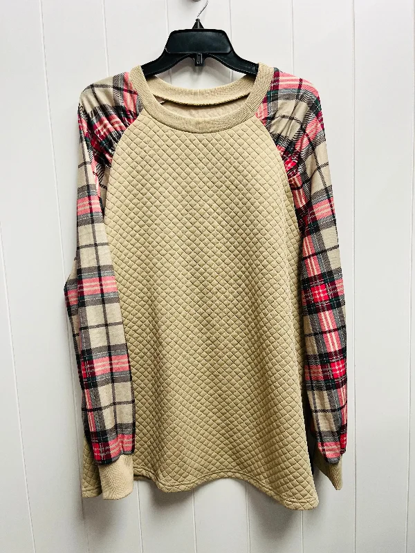 Top Long Sleeve By Clothes Mentor In Red & Tan, Size: 1x