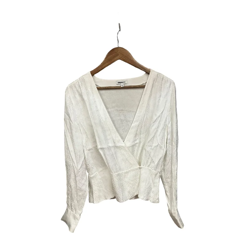 Top Long Sleeve By Express In White, Size: M