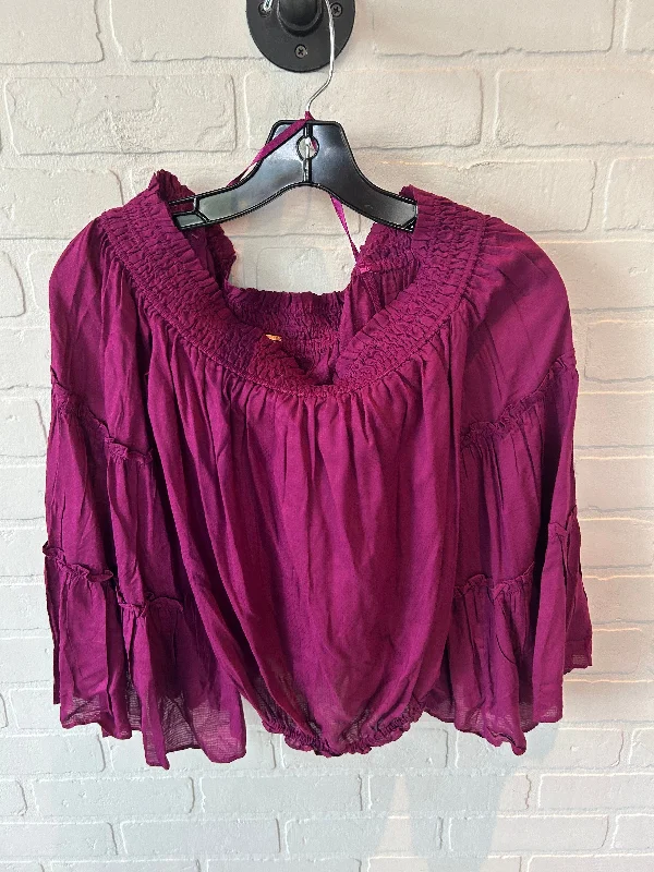 Top Long Sleeve By Free People In Purple, Size: Xs