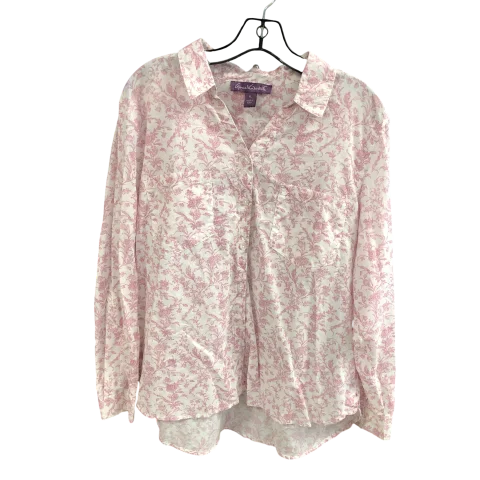 Top Long Sleeve By Gloria Vanderbilt In Pink & White, Size: Xl