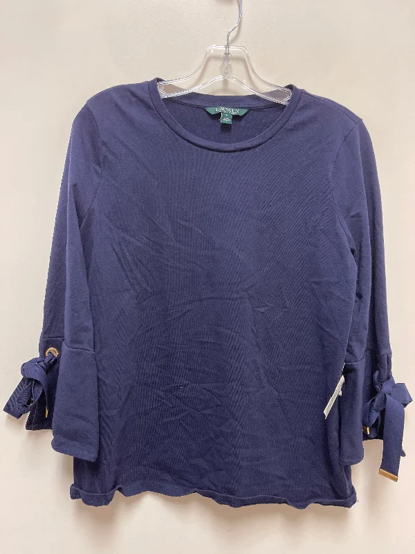 Top Long Sleeve By Lauren By Ralph Lauren In Navy, Size: L