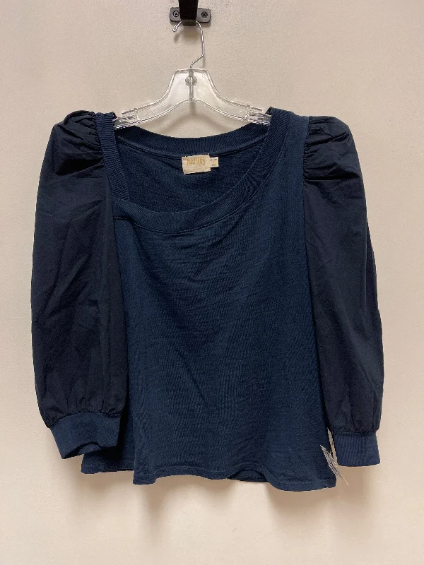 Top Long Sleeve By Nation In Navy, Size: M