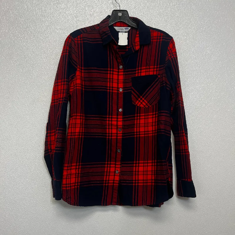 Top Long Sleeve By Old Navy O In Plaid, Size: M