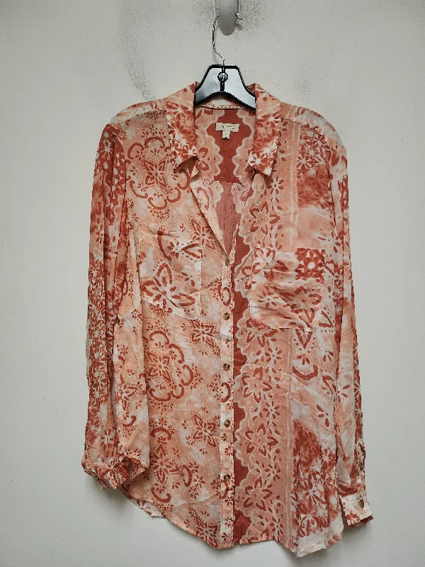 Top Long Sleeve By Pilcro In Pink, Size: M