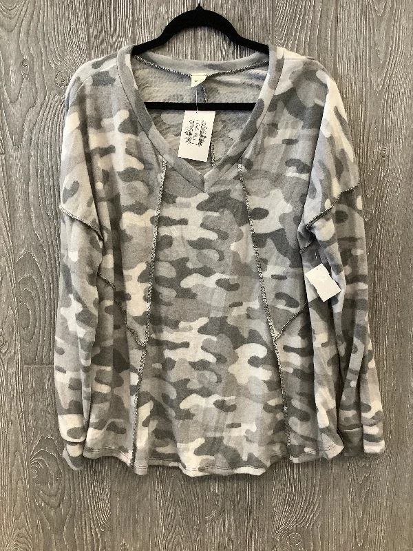 Top Long Sleeve By Sew In Love In Camouflage Print, Size: 2x