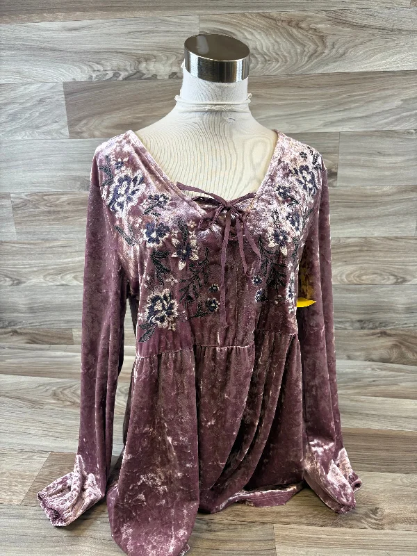 Top Long Sleeve By Style And Company In Mauve, Size: M