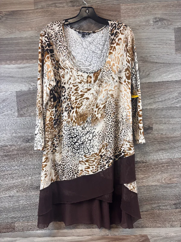 Tunic Long Sleeve By Cable And Gauge In Animal Print, Size: Xl